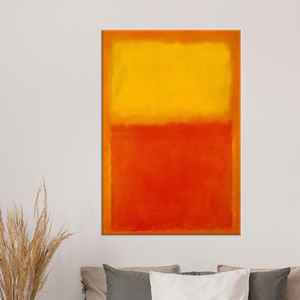 Art abstrait sur toile de style Rothko : Impression orange jaune, toile enveloppée - Product Image 1