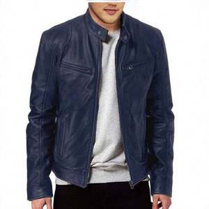 Chaqueta Casual de Motocicleta para Hombre, de PU, Corte Ajustado, Solapa Regular, Cierre de Cremallera, Resistente al Viento, Ecológica, con Logotipo Frontal - Product Image 2