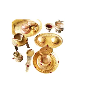 Logo personalizzato ottone Puja Thali Design in rilievo ottone Pooja piatto tradizionale per Pooja Arti indù religioso su regalo Diwali