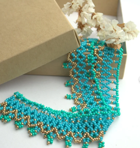 Seed <b>Statement</b> Beaded <b>Necklace</b> Personalized Gift for Mom Handmade Jewelry Gift for Her Handmade <b>Necklace</b> Seed Bead Jewelry - Product Image 2
