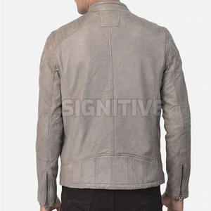 Chaqueta de lana cálida de invierno ajustada informal para hombre, traje de calle transpirable con cremallera a un precio razonable, piel de vaca teñida ligera - Product Image 4