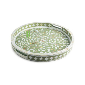 Bandeja de servicio de nácar redonda hecha a mano de lujo de tendencia caliente para Decoración de mesa y decoración de restaurante de Vietnam - Product Image 3