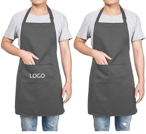 Delantal negro de algodón unisex logotipo personalizado delantal de diseño de impresión completa con bolsillo babero ajustable impermeable para delantal de barbacoa de cocina - Product Image 1