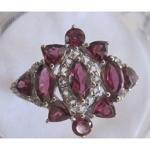 Bague tendance en or avec grenat et topaze, bijoux de mode chrétienne en alliage de cuivre incrusté, sertissage à griffes, forme géométrique pour mariage - Product Image 1
