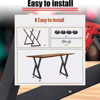 Ensemble de 2 pieds de table en métal de style industriel personnalisables, simples, en forme de X, pour meubles en kit