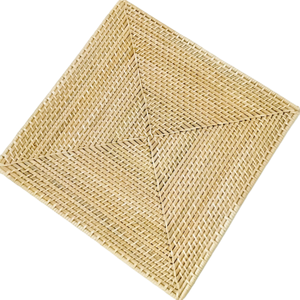 Square Rattan Placemat for Wedding <b>Natural</b> <b>Hand</b> Woven Rattan Placemats Flower Wholesale From Vietnam - Product Image 1