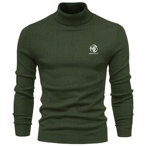 Minimal Casual Clothing Solid Color High Collar Long Sleeve Top for Cool Weather <b>Men</b> <b>Turtle</b> <b>Neck</b> Shirt - Product Image 2