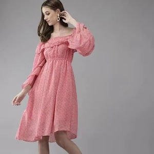 Vestido informal elegante de algodón indio hecho a mano para mujer para fiestas y verano, vestido de novia personalizado a la venta - Product Image 1