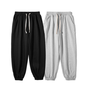 Pantalones de chándal de algodón 100% Unisex lavados con ácido, pantalones de entrenamiento de cintura media de rizo francés para hombres, pantalones con bolsillos de impresión informales tejidos elásticos - Product Image 2
