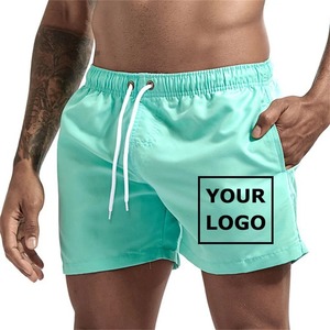 Pantalones cortos deportivos de nailon ecológicos transpirables de alta calidad para hombre 100%, antiarena cordón ajustable, estampado de logotipo en la parte delantera de cintura media - Product Image 1