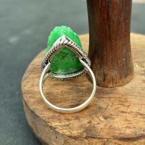 Vente chaude 925 Sterling Silver Women's Wedding Ring Original Green Coated Druzy Gemstone Moissanite Trendy Wholesale Jewelry - Product Image 4