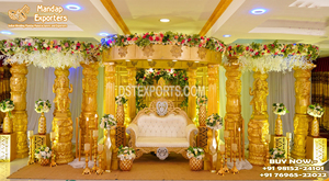 Intérieur Sud Mariage Elephant Tusk Mandap Décor Élégant Look FRP Elephant Tusk Pillar Mandap Traditional Elephant Tusk Mandap - Product Image 3