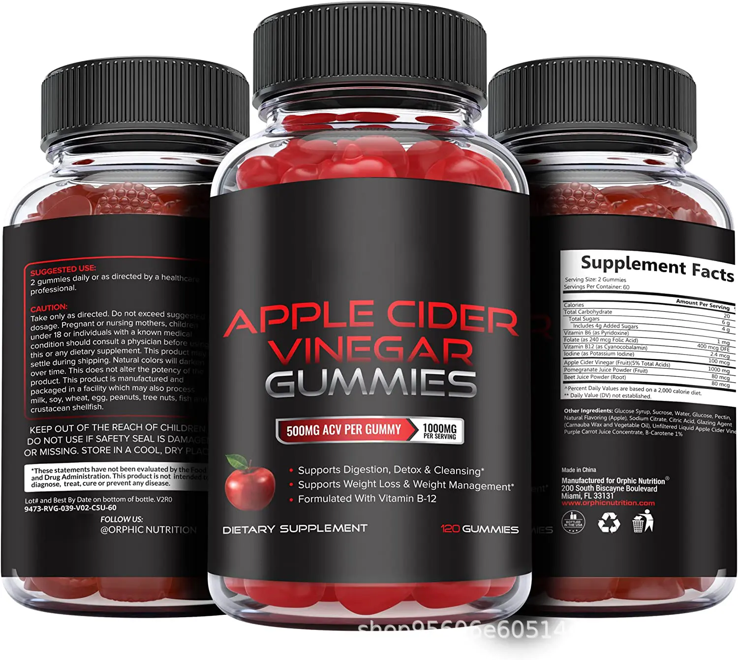 Nhãn hiệu riêng bổ sung sức khỏe Vitamin C Apple Cider Vinegar Gummy kẹo cho người lớn giảm béo giảm cân làm sạch