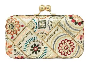 Handcrafted Embroidery Clutch Vibrant Indian Art Silk Embroidery Clutch Bag Beautiful Floral Pattern <b>unique</b> pattern at low price - Product Image 5