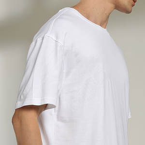 Vente de gros T-shirts col O Chemise grise surdimensionnée Hip Hop T-shirt uni à coupe ample 100% coton avec logo imprimé personnalisé pour hommes - Product Image 6