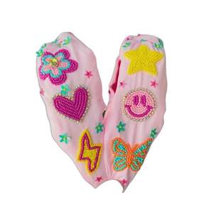 Bandeau de cheveux brodé de strass pour femmes à la mode fait à la main personnalisable étoile coeur fleur visage papillon perlé conception pour les fêtes - Product Image 1