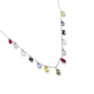 สร้อยคออัญมณีหลากสีเงินสเตอร์ลิง925ทำด้วยมือของขวัญครบรอบปีด้วยเพทายเครื่องประดับอัญมณีหลายแบบธรรมชาติสำหรับผู้หญิง - Product Image 2