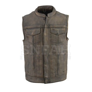 Meilleure vente en gros de haute qualité respirant séchage rapide décontracté hommes en cuir véritable gilet bouton décoration col en v grande taille - Product Image 5