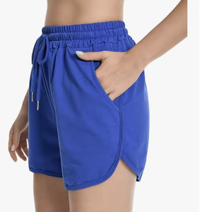 Pantalones Cortos Deportivos Casuales de Algodón para Mujer, Estilo Informal, con Dobladillo Curvo, para Verano, con Cordón Ajustable, para Hacer Ejercicio - Product Image 1