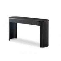 Console d'Entrée Haut de Gamme en Bois de Manguier, Finition Noir Profond, Meuble Massif pour Salon et Couloir de Villa