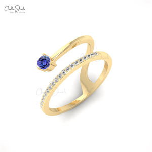Bague de mariée en or massif 14K de haute qualité 0.10 TCW cadeau d'anniversaire de tanzanite naturelle à la main bague de mariage et de fête en gros - Product Image 6