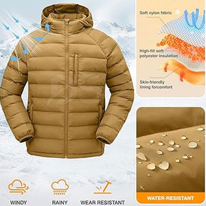 Veste matelassée pour homme confortable pour une utilisation en extérieur Logo avant à capuche Écologique Respirante Légère Haute qualité Mode d'hiver - Product Image 3