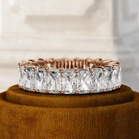 Banda de compromiso de eternidad completa de diamante cultivado en laboratorio de corte radiante de 4Ct para hombre, oro de 14K VS Clarity F Color, joyería fina