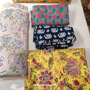 ชุดเดรสและผ้าม่านผ้าฝ้ายออร์แกนิกสำหรับผู้หญิงผ้าพิมพ์ลายบล็อคมือสไตล์อินเดีย - Product Image 6