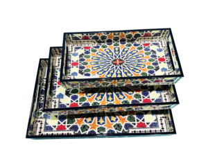 Juego de 3 bandejas decorativas con patrón de diseño único artístico MDF - Product Image 5