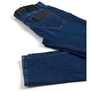 Jean décontracté pour homme, coupe droite, cinq poches, délavé moyen, fermeture éclair, coupe classique, confortable, respirant, tissu doux, durable, pour le quotidien - Product Image 3