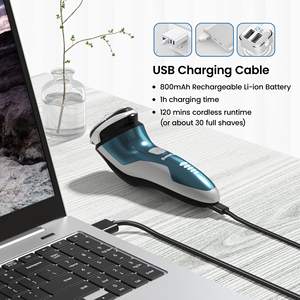 Afeitadora Eléctrica Recargable para Hombre, Húmeda/Seca, con 3 Cabezales Rotatorios, Impermeable IPX7, Mini Afeitadora para Cara y Cuerpo, para Uso en Autocaravanas - Product Image 1