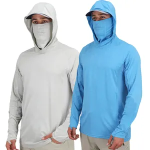 Vente chaude vêtements de pêche en plein air Camping Upf 50 séchage rapide imprimé avec masque chemise de pêche à capuche à manches longues