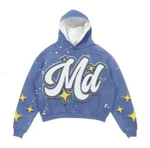 Conjunto de chándal de invierno de gran tamaño unisex con pantalones de chándal acampanados con capucha y parche bordado con cierre de cremallera para hombre - Product Image 2