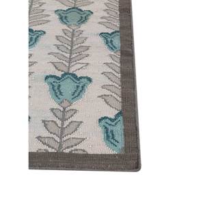 พรมขนสัตว์ทำมือ Orenda สีเทา-ดำ ลายดอกไม้ ทอแบบเรียบ รูปทรงสี่เหลี่ยมผืนผ้า สำหรับห้องโถง ห้องนอน ข้างเตียง รุ่น ADWL-13207 สำหรับบ้านวัยรุ่น - Product Image 4