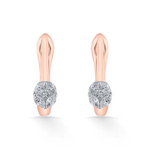 Pendientes de Aro con Perla y Diamante Solitario en Oro Rosa para Mujer, Chapados en Rodio y Platino - Product Image 3