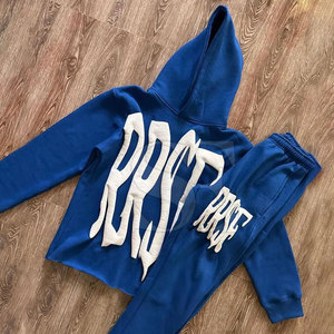 Chándal de algodón 100% de gran tamaño con estampado de farol, Sudadera con capucha, conjunto de dos piezas, entrenamiento de gimnasio de alta calidad, forro polar de invierno - Product Image 3