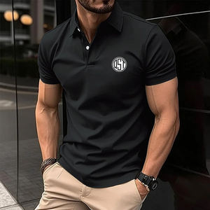 El mejor verano Casual que absorbe la humedad Golf Ropa de hombre Venta de hombres Polo de manga corta Botón de solapa Camisa de color sólido para hombres - Product Image 2