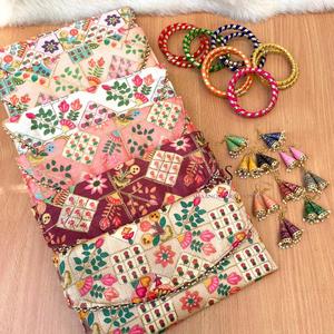 Dernière conception de mariage fait à la main Combo de broderie Cultch avec bracelet et boucles d'oreilles pour cadeaux embrayages pour la fête - Product Image 2