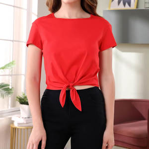 เสื้อครอปแขนสั้นสำหรับผู้หญิง, เสื้อครอปแฟชั่นผ้าฝ้ายลำลองแฟชั่นใหม่2025 - Product Image 2
