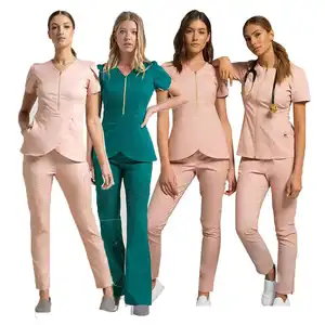 Pantaloni impilati in Spandex elasticizzato a 4 vie personalizzati Fig Scrubs uniformi set Gorros Quirurgicos tuta su misura vestiti da allattamento