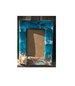 Cadre photo en bois et résine artisanal pour la décoration moderne de la maison, affichage mural rustique, cadeau, anniversaire de mariage, bureau, chambre à coucher - Product Image 5