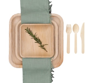Eco Conscious Luxury <b>Disposable</b> <b>Plates</b> for Fine Dining Biodegradable Natural Texture Sturdy Square Palm Leaf Serving Ware - Product Image 4