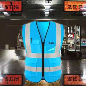 Gilet de sécurité réfléchissant avec fermeture à glissière Gilet de sécurité routière à poche multifonctionnelle noire haute visibilité Gilet de sécurité avec logo - Product Image 5