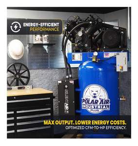 Compresor de Aire Industrial Metálico Silencioso OEM de Fábrica para Bricolaje, 7.5HP, 80 Galones, Vertical, 2 Etapas, 31CFM, 230V, Monofásico, con Sistema de Drenaje Automático - Product Image 4