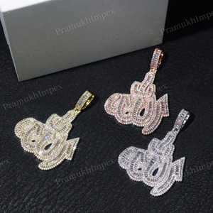 Collier pendentif entièrement serti de moissanite VVS, style luxe, sur commande personnalisée, pour fête, hip-hop, en argent 925 plaqué or rose - Product Image 3