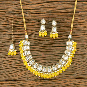 ล่าสุด Mehndi ชุบทองเหลืองทองแดงสตรี Indo Western ลูกปัดสร้อยคอชุดคลาสสิกดู - Product Image 4