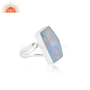 แหวนซ้อนพลอยสีเงินออโรร่าธรรมชาติสำหรับผู้หญิงเหมาะเป็นของขวัญ - Product Image 2