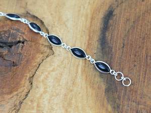 Black Onyx 925 Sterling Silver Adjustable Bezel <b>Bracelet</b> 9 Gemstone Handmade Jewelry Elegant Gift For Women - Product Image 5
