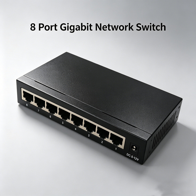 High Speed 16Gbps Plug Play Fanless 8 Port 10/100/1000Mbps Stackable Desktop Unmanaged Network Ethernet Switch Home Office