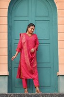 Ensemble Kurta pour femme en Georgette brodée de créateur avec Dupatta rose – En stock, délai de livraison d'échantillon de 7 jours, fabriqué en Inde